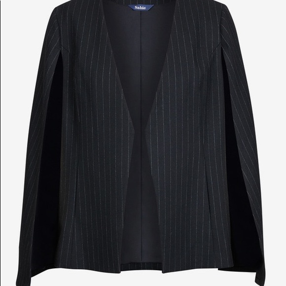 Sabié black pinstripe cape with pockets size large - Picture 9 of 10
